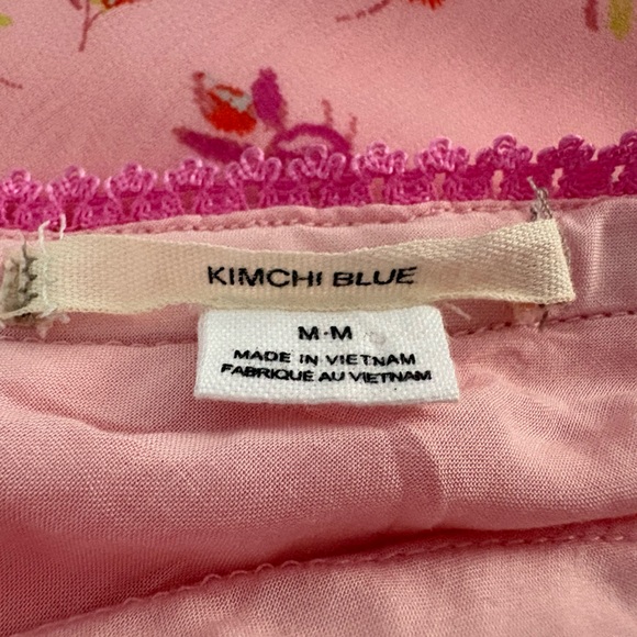 Kimchi Blue Pink Floral Asymmetrical Tiered Ruffle Skirt Size M - Picture 10 of 12
